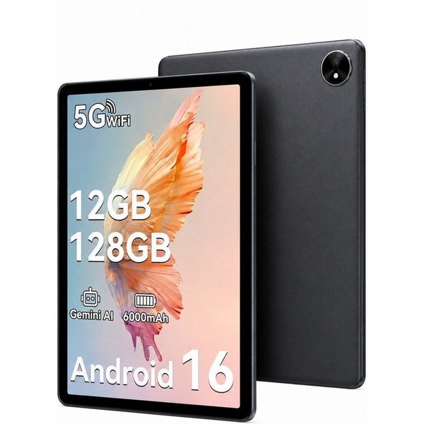 TABWEE 10,1 Zoll Tablet Android 16 12(4+8)GB+64/128GB, 6000mAh WLAN Tablet (10,5", Android16, 5G wifi, Android 16, Gemini AI, PC-Modus)