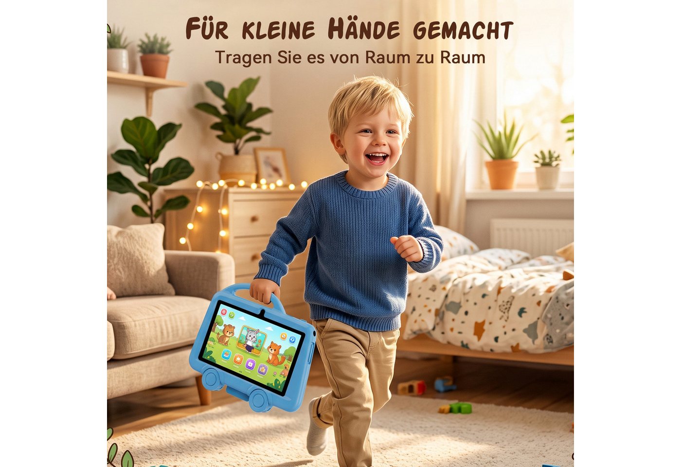 TABWEE 7 Zoll Kinder Tablet IPS HD Display mit Kinderuhr WiFi Tablet (7", 32 GB, laute Lautsprecher, 3000 mAh, ungiftige Hülle, für Kinder 3-8 Jahre) – Bild 2 von 5