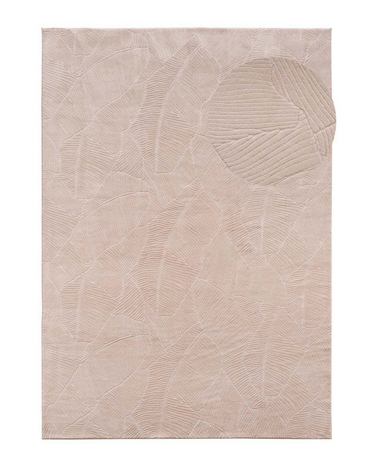 TaCa Home Teppich Kurzflor Teppich Hasenfell Optik, rund, Höhe: 10 mm, Wohnzimmer, Kinderzimmer, Esszimmer, Blätter Beige - 80 x 80 cm rund – Bild 3 von 5