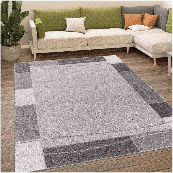 TaCa Home Teppich Moderner Designer Teppich Retro, rechteckig, Höhe: 13 mm, Wohnzimmer Schlafzimmer Esszimmer, Grau-54 - 80 x 150 cm