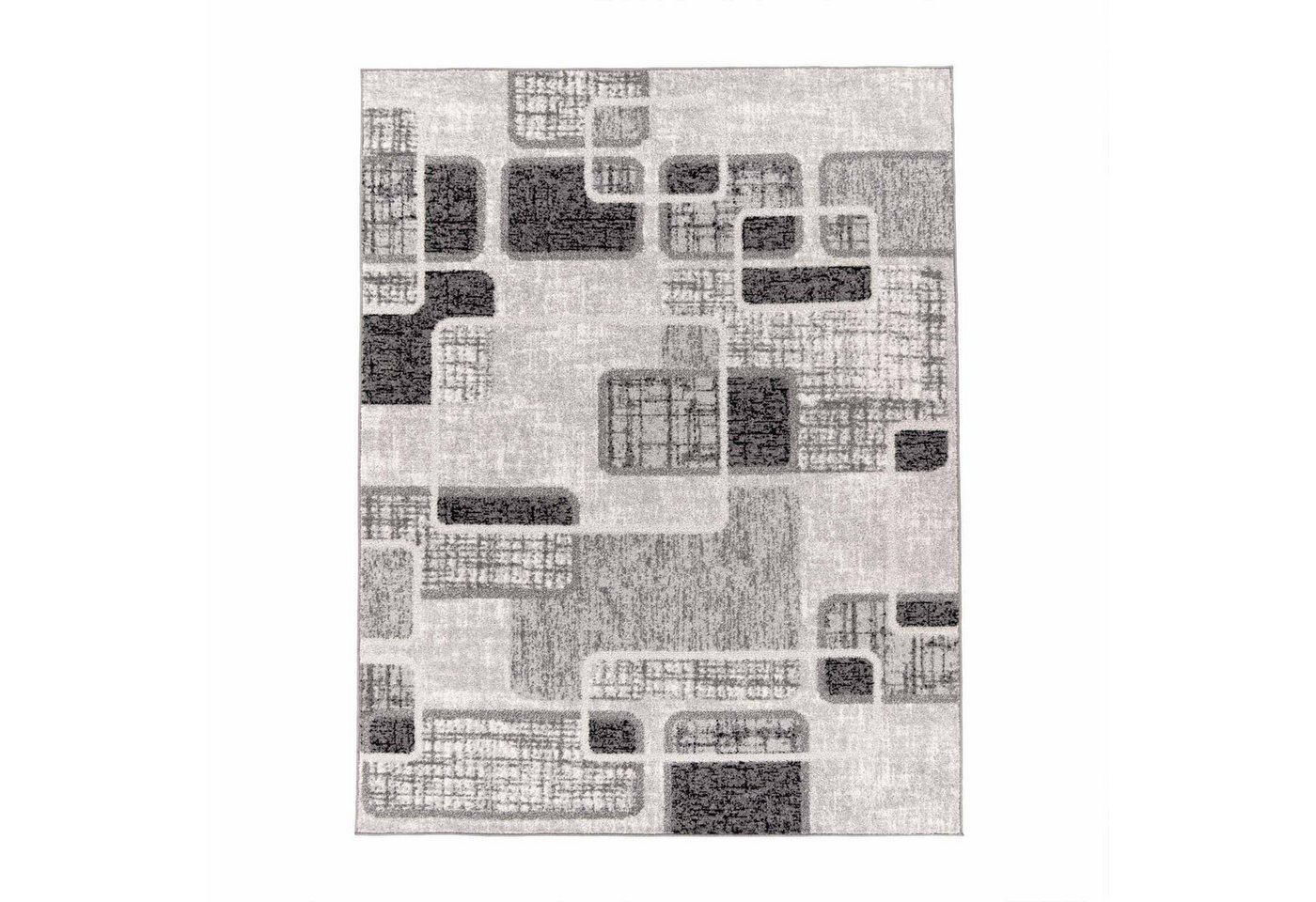 TaCa Home Teppich Moderner Designer Teppich Retro, rechteckig, Höhe: 13 mm, Wohnzimmer Schlafzimmer Esszimmer, Grau-56 - 80 x 150 cm – Bild 2 von 5