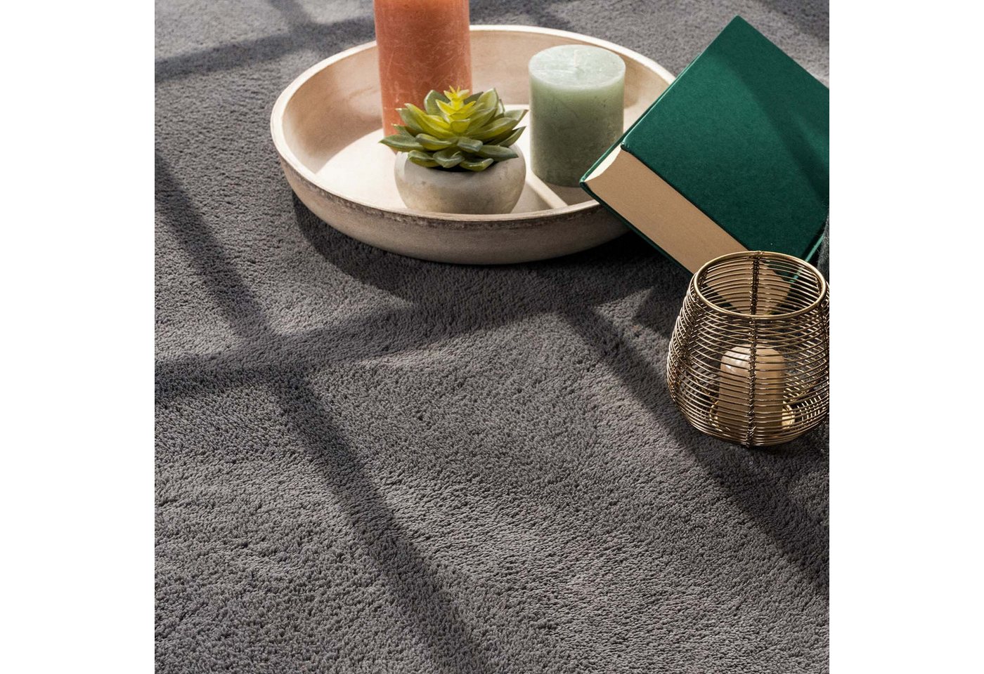 TaCa Home Teppich Supersoft Kurzflor-Teppich Uni, rechteckig, Höhe: 14 mm, Wohnzimmer Schlafzimmer Esszimmer, new anthrazit - 50 x 80 cm – Bild 3 von 5