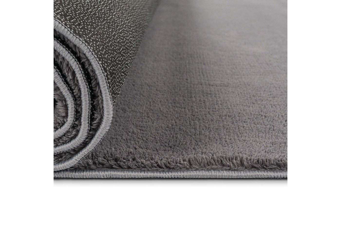TaCa Home Teppich Supersoft Kurzflor-Teppich Uni, rechteckig, Höhe: 14 mm, Wohnzimmer Schlafzimmer Esszimmer, new anthrazit - 50 x 80 cm – Bild 5 von 5