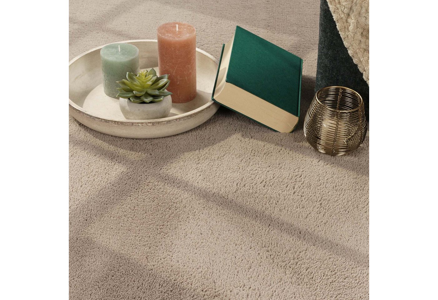 TaCa Home Teppich Supersoft Kurzflor-Teppich Uni, rechteckig, Höhe: 14 mm, Wohnzimmer Schlafzimmer Esszimmer, new taupe - 50 x 80 cm – Bild 3 von 5