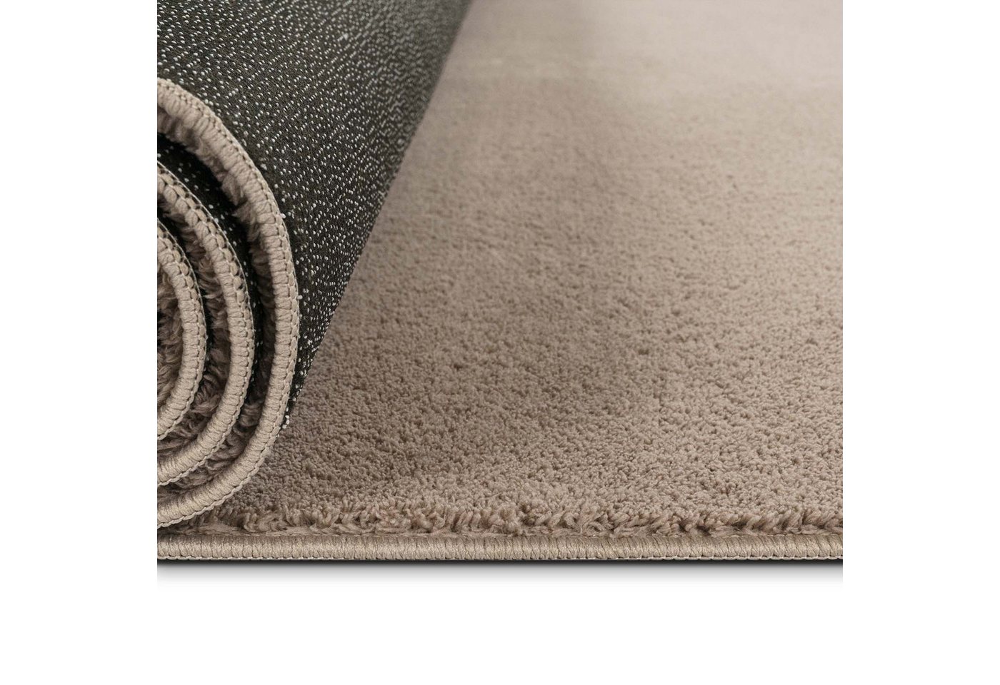 TaCa Home Teppich Supersoft Kurzflor-Teppich Uni, rechteckig, Höhe: 14 mm, Wohnzimmer Schlafzimmer Esszimmer, new taupe - 50 x 80 cm – Bild 5 von 5