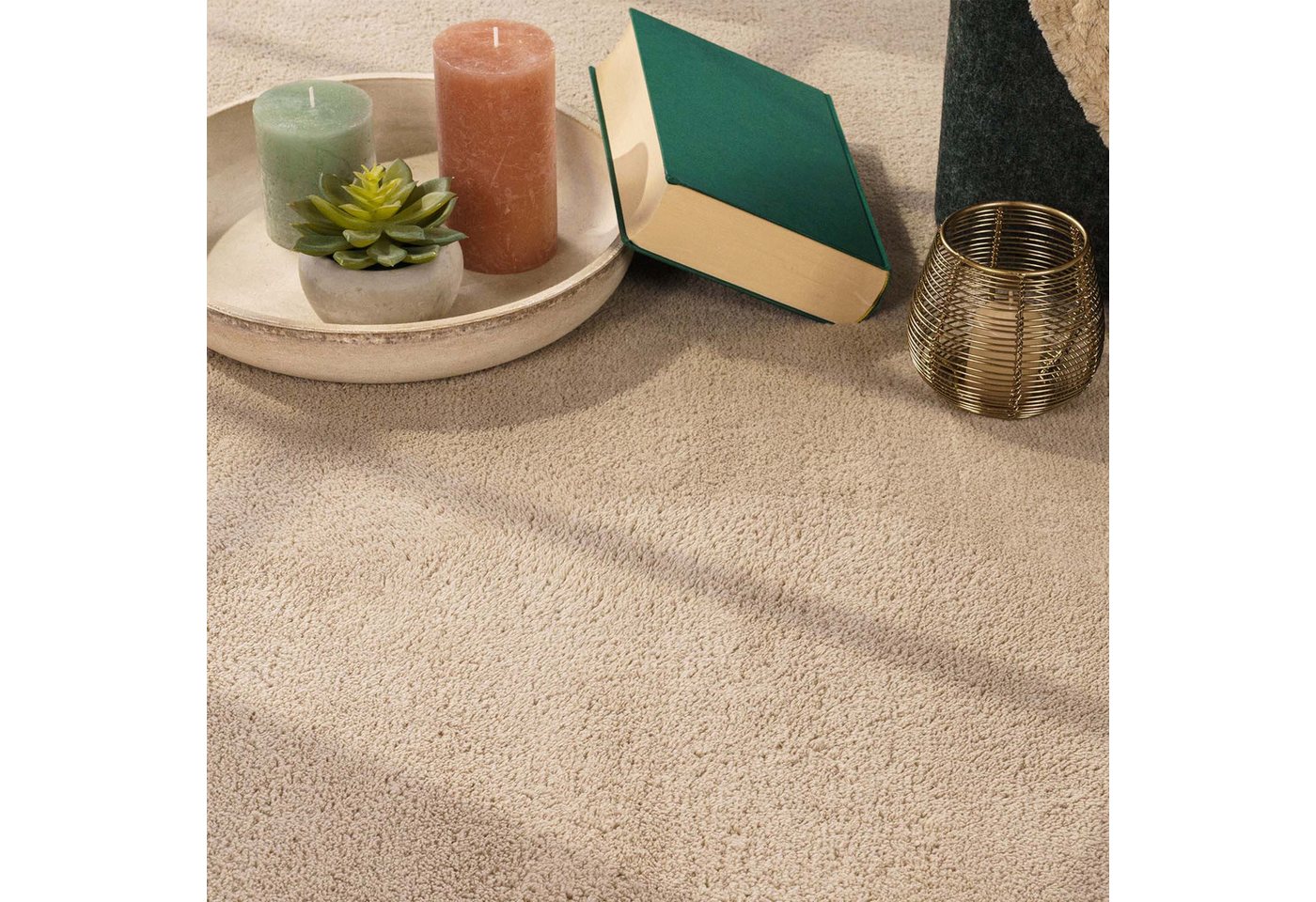 TaCa Home Teppich Supersoft Kurzflor-Teppich Uni, rechteckig, Höhe: 14 mm, Wohnzimmer Schlafzimmer Esszimmer, new beige - 50 x 80 cm – Bild 3 von 5