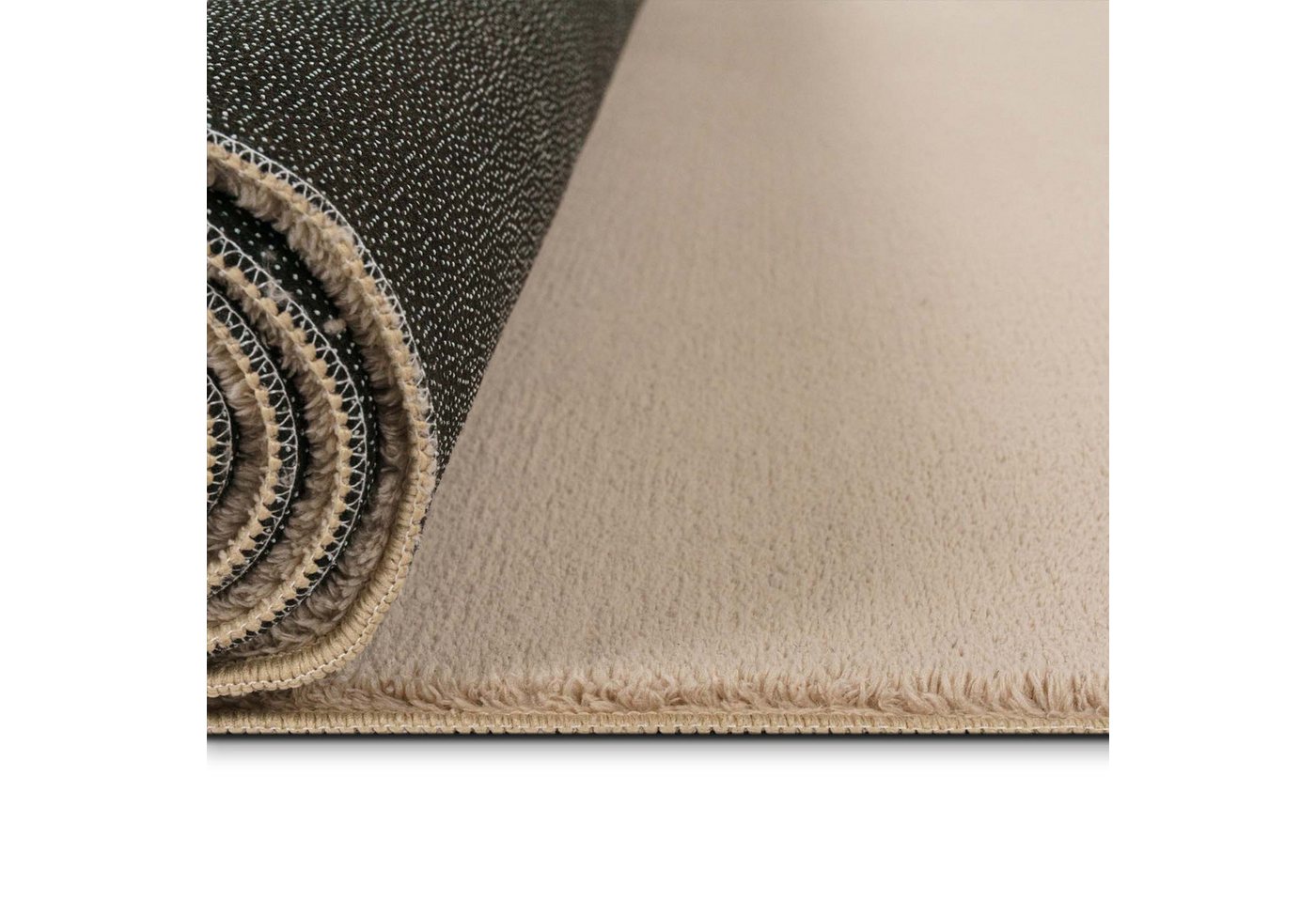 TaCa Home Teppich Supersoft Kurzflor-Teppich Uni, rechteckig, Höhe: 14 mm, Wohnzimmer Schlafzimmer Esszimmer, new beige - 50 x 80 cm – Bild 5 von 5