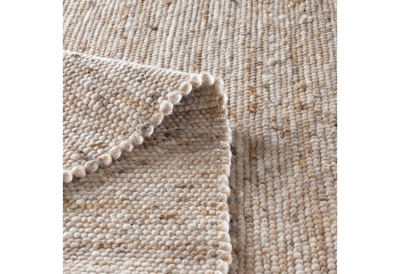 TaCa Home Wollteppich Gewalkter Handweb Woll-Teppich, rechteckig, Höhe: 10 mm, Sand - 60 x 120 cm – Bild 2 von 5