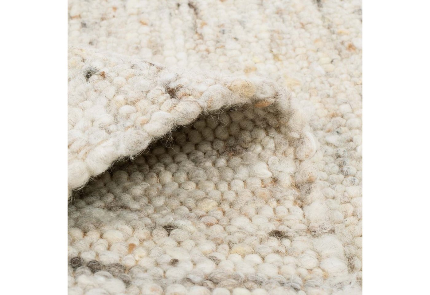 TaCa Home Wollteppich Handweb Woll-Teppich Neuseeland, rechteckig, Höhe: 10 mm, Sand Multi - 70 x 240 cm – Bild 4 von 5