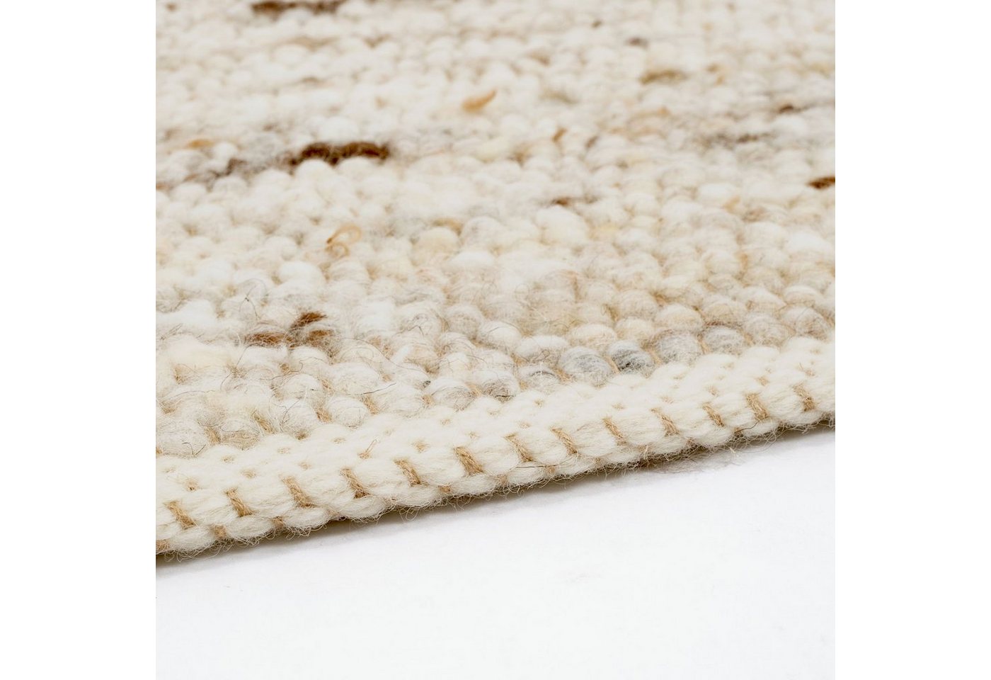 TaCa Home Wollteppich Handweb Woll-Teppich Neuseeland, rechteckig, Höhe: 10 mm, Sand Multi - 70 x 240 cm – Bild 5 von 5
