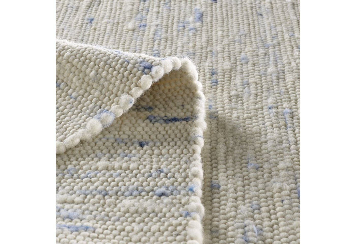 TaCa Home Wollteppich Handweb Woll-Teppich Neuseeland, rechteckig, Höhe: 10 mm, Blau Meliert - 70 x 130 cm – Bild 4 von 5
