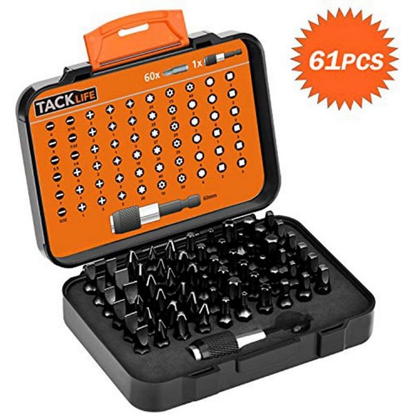 TACKLIFE Bit-Schraubendreher 61 in 1 Schraubendreher Bit Set Präzisions Magnet Schraubendreher, Kit mit 60 Schraubenbits in verschiedenen Größen