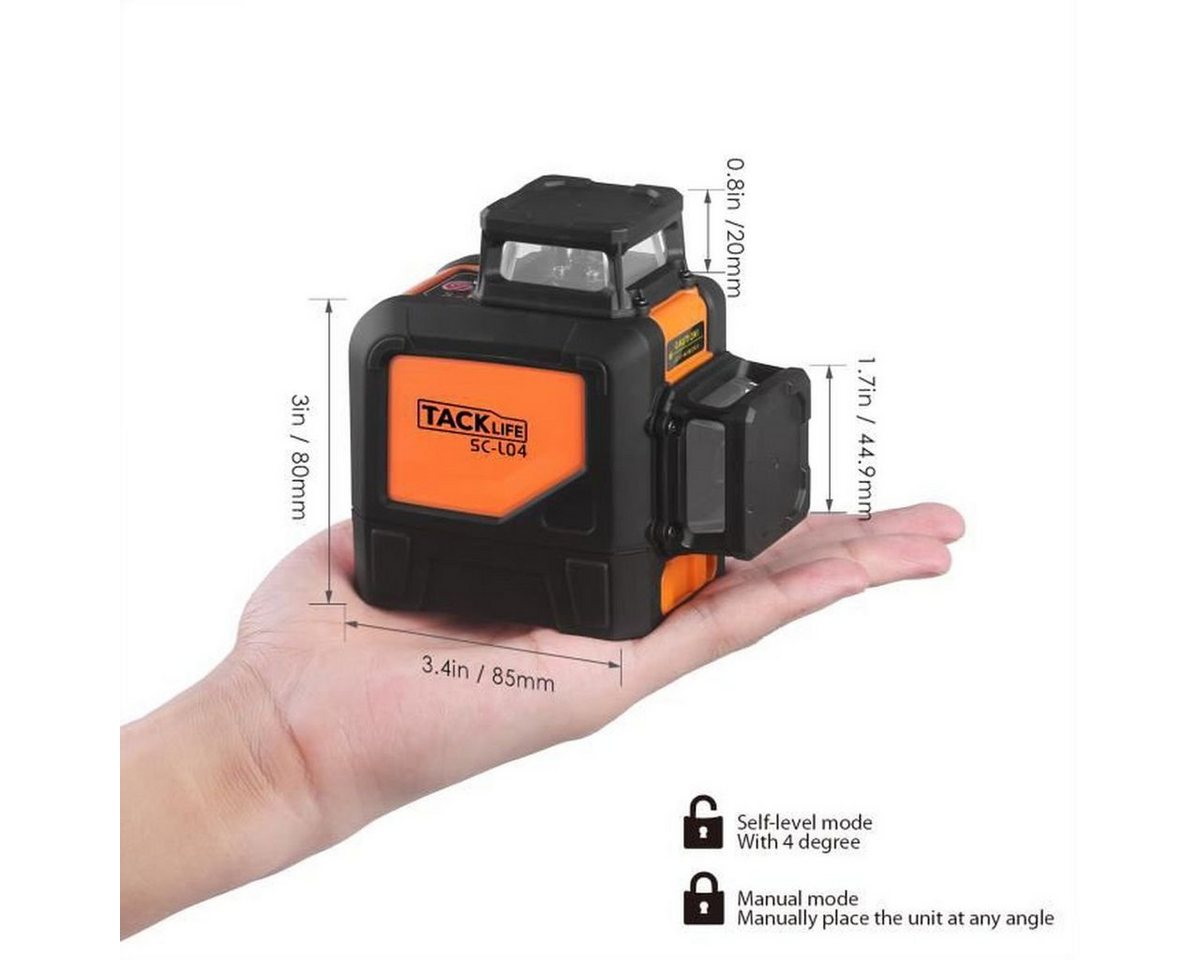 TACKLIFE Kreuzlinienlaser, 360° 30m Kreuzlinienlaser ± 3 mm/10 m² – Bild 2 von 4