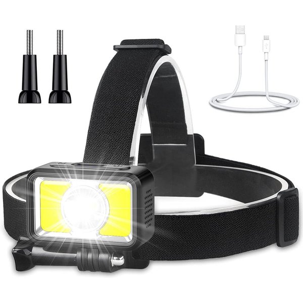 TACKLIFE LED Stirnlampe, LED USB Wiederaufladbare Kopftaschenlampe