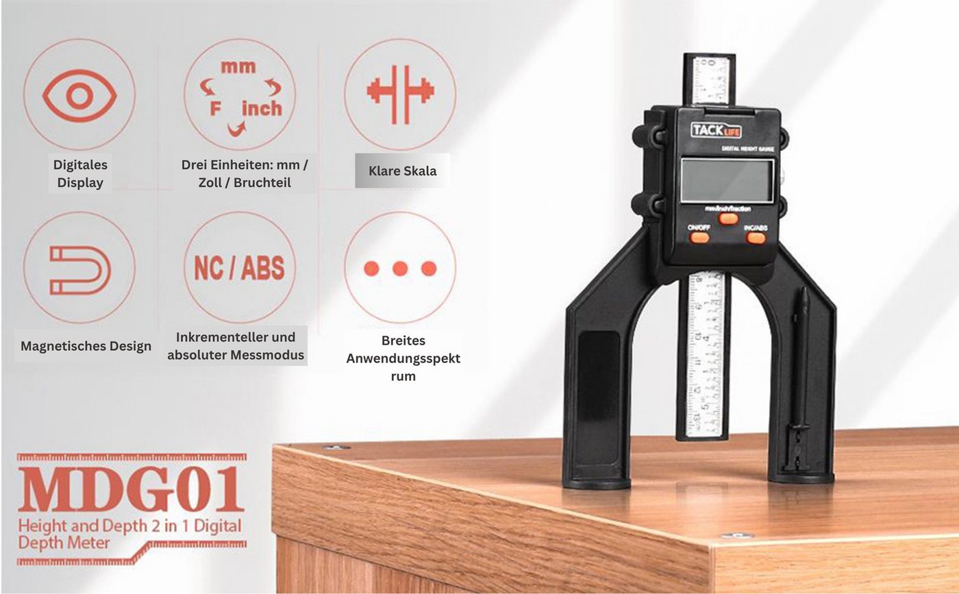 TACKLIFE Messschieber 80mm Digital Tiefenmesser mit LCD Digitalanzeige – Bild 5 von 5