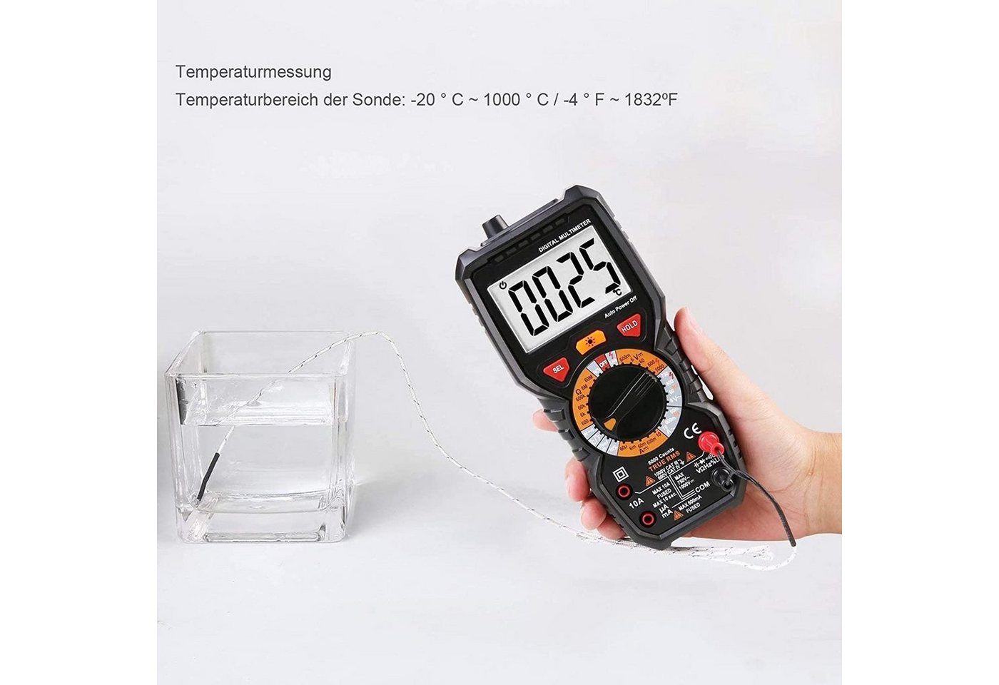 TACKLIFE Multimeter Digital Multimeter Strommessgerät mit 6000 Counts, (Batterie nicht beigfügt) – Bild 2 von 5