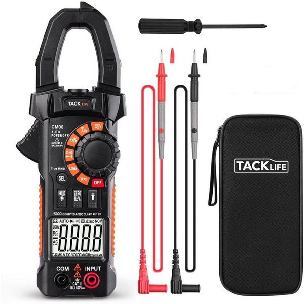 TACKLIFE Strommessgerät, 6000 Zähler Stromzangenmessgerät NVC Auto Range Test