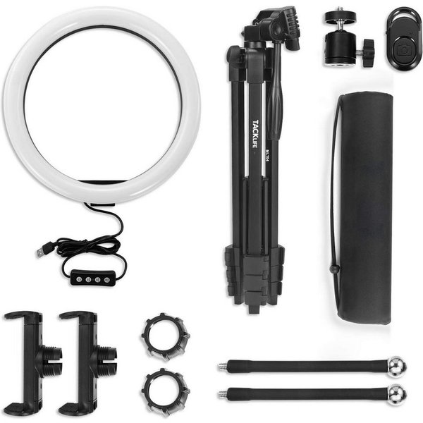 TACKLIFE Studio-Stativ-Blitz, (Selfie Ringleuchte, Handy Stativ, 12” Ringlicht mit Stativ)