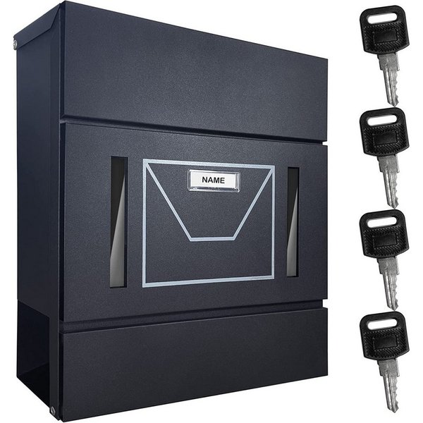TÄGA Briefkasten tg-2220_bbs_black (Set, Briefkasten mit Schlüssel), aus Stahl