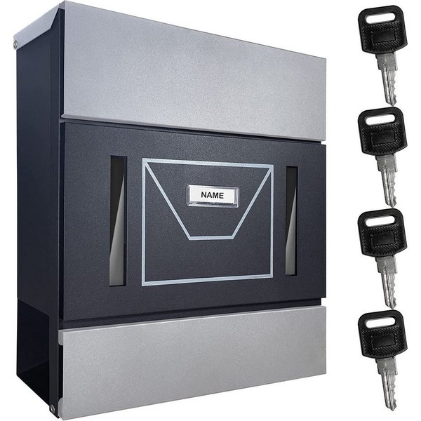 TÄGA Briefkasten tg-2220_bss_silber (Set, Briefkasten mit Schlüssel), aus Stahl