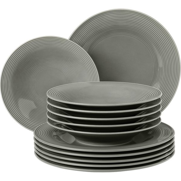 Seltmann Weiden Tafelservice Seltmann Weiden Beat Perlgrau Tafel Service 12tlg., 6 Personen, Porzellan