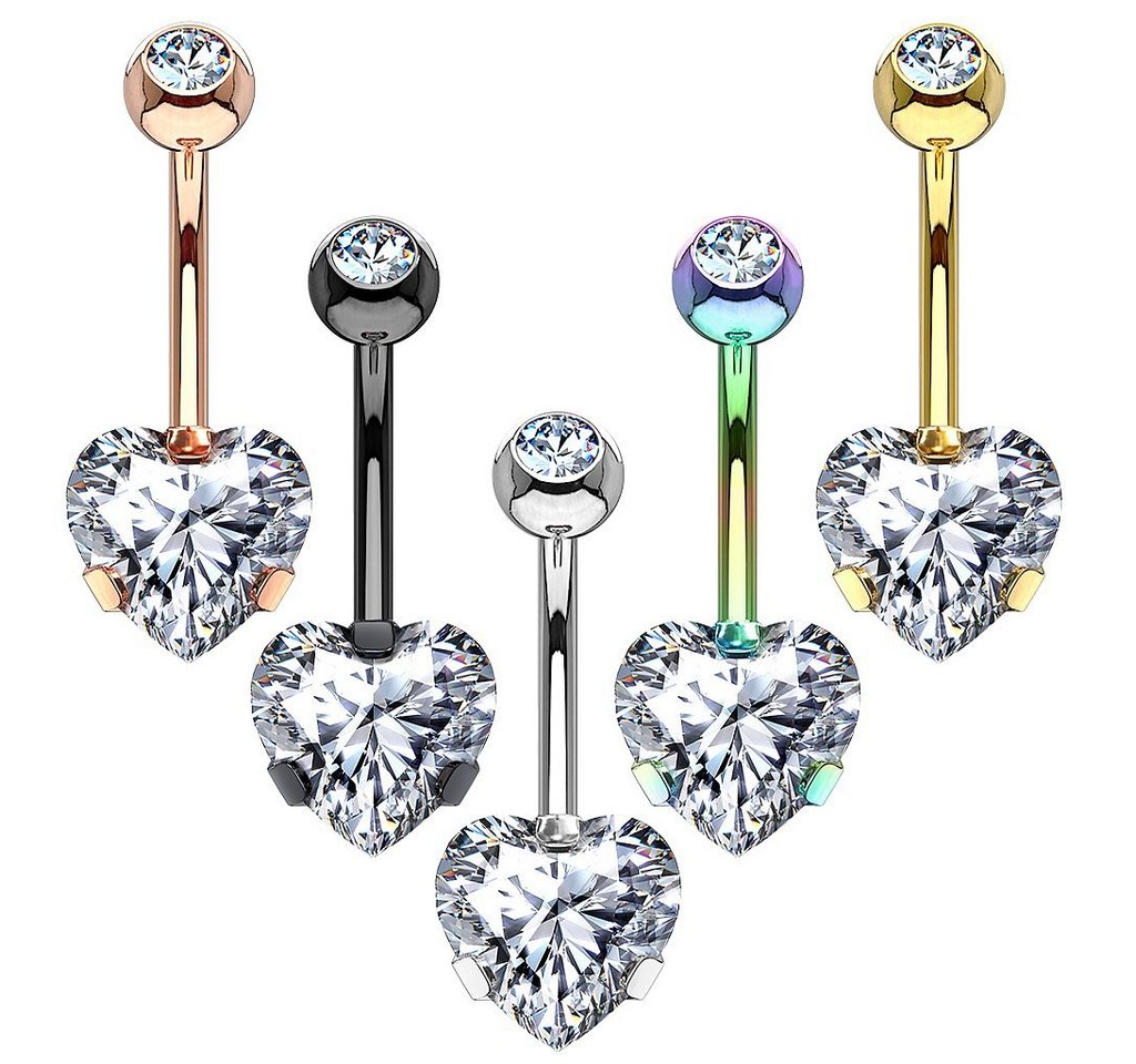 Taffstyle Bauchnabelpiercing Bauchpiercing Banane Chirurgenstahl Kristall Herz, Bauchnabelpiercing Bauch Bauchnabel Banane Stecker Anhänger – Bild 2 von 3