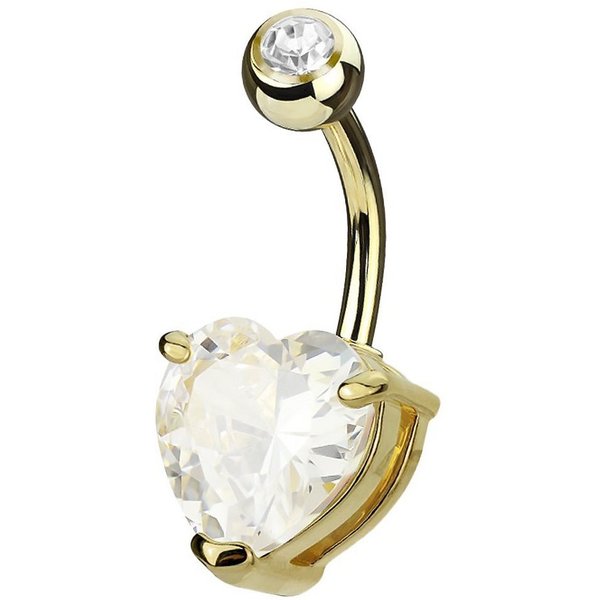 Taffstyle Bauchnabelpiercing Piercing Schmuck Banane Stecker Herz Strass Kristall (Herzförmiger Kristall hautfreundlich und elegant), Bauchpiercing Banane Bauch