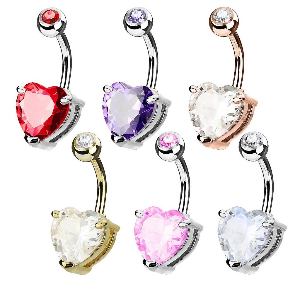 Taffstyle Bauchnabelpiercing Piercing Schmuck Banane Stecker Herz Strass Kristall (Herzförmiger Kristall hautfreundlich und elegant), Bauchpiercing Banane Bauch – Bild 2 von 3