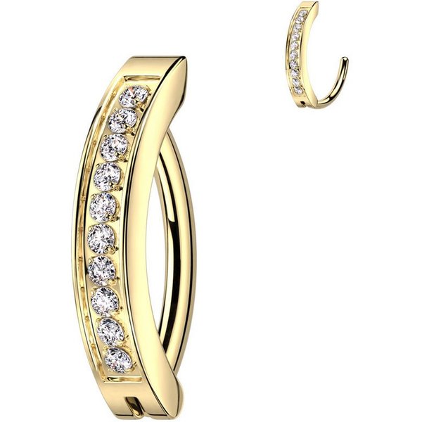 Taffstyle Bauchnabelpiercing Titan Bauchnabelpiercing Bauchpiercing Clicker Ring mit Kristallen (Banane Bauchnabel Piercing Schmuck Stecker), Implantatqualität 