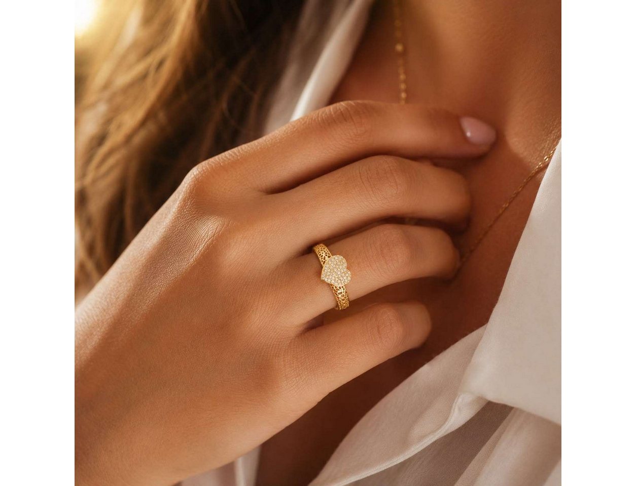 Taffstyle Fingerring Damen Herz Ring Zirkonia Schmuckring Fingerring Elegant glänzend (Damenring mit funkelndem Herzdesign und edler Verarbeitung), Verlobungsri – Bild 2 von 5