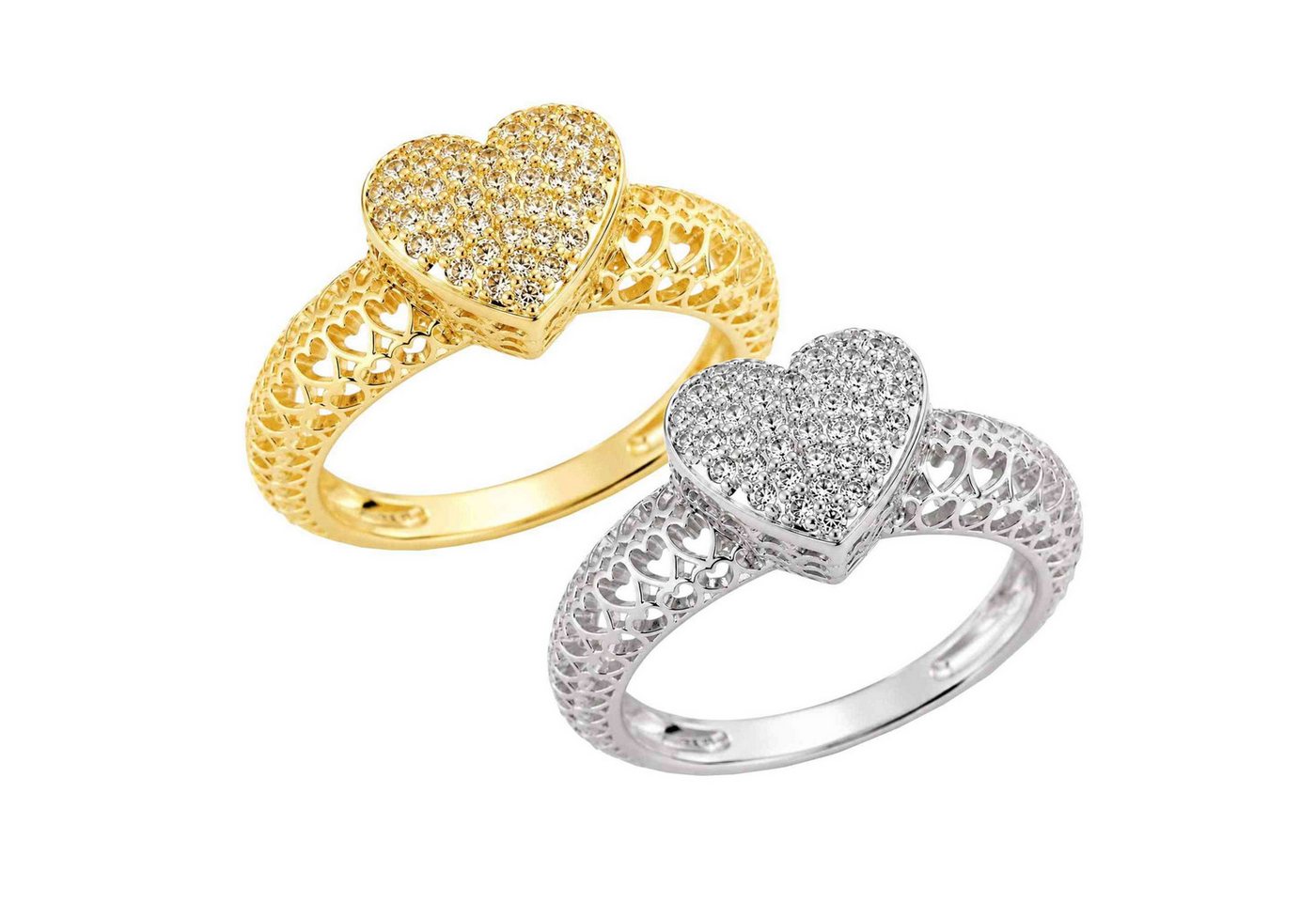 Taffstyle Fingerring Damen Herz Ring Zirkonia Schmuckring Fingerring Elegant glänzend (Damenring mit funkelndem Herzdesign und edler Verarbeitung), Verlobungsri – Bild 4 von 5