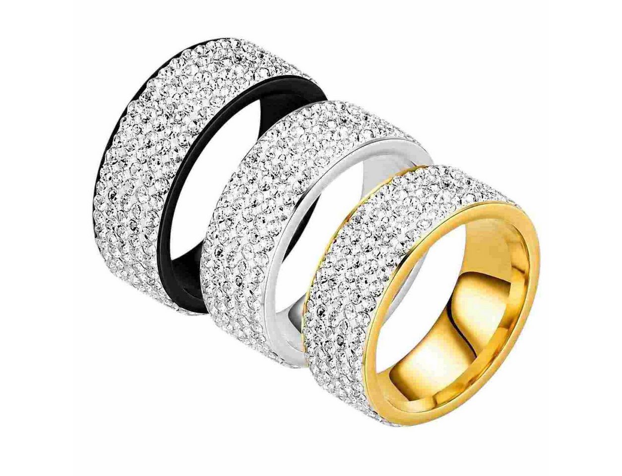 Taffstyle Fingerring Kristallring Edelstahlring Glitzerring Fingerring Ring mit Kristallen (Funkelnder Kristallring – ideale Geschenkidee zum Geburtstag, Valent – Bild 2 von 5