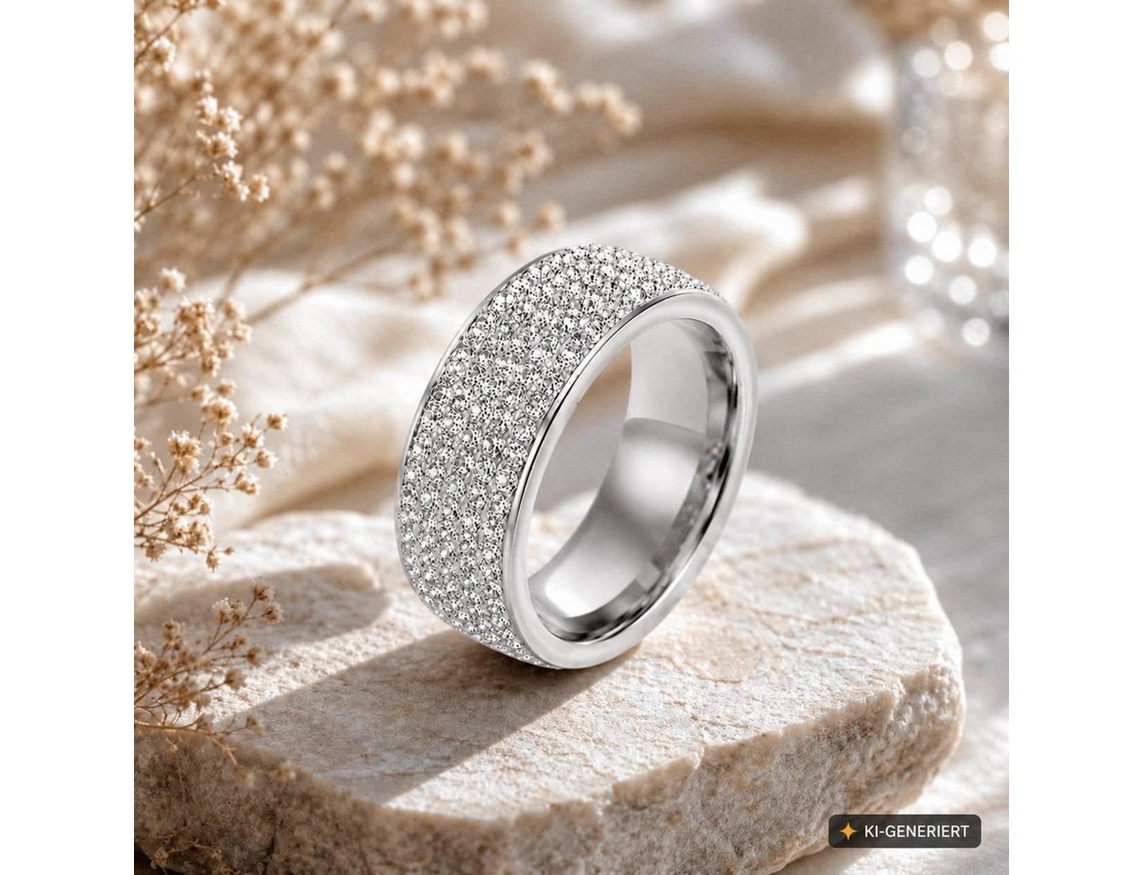 Taffstyle Fingerring Kristallring Edelstahlring Glitzerring Fingerring Ring mit Kristallen (Funkelnder Kristallring – ideale Geschenkidee zum Geburtstag, Valent – Bild 5 von 5