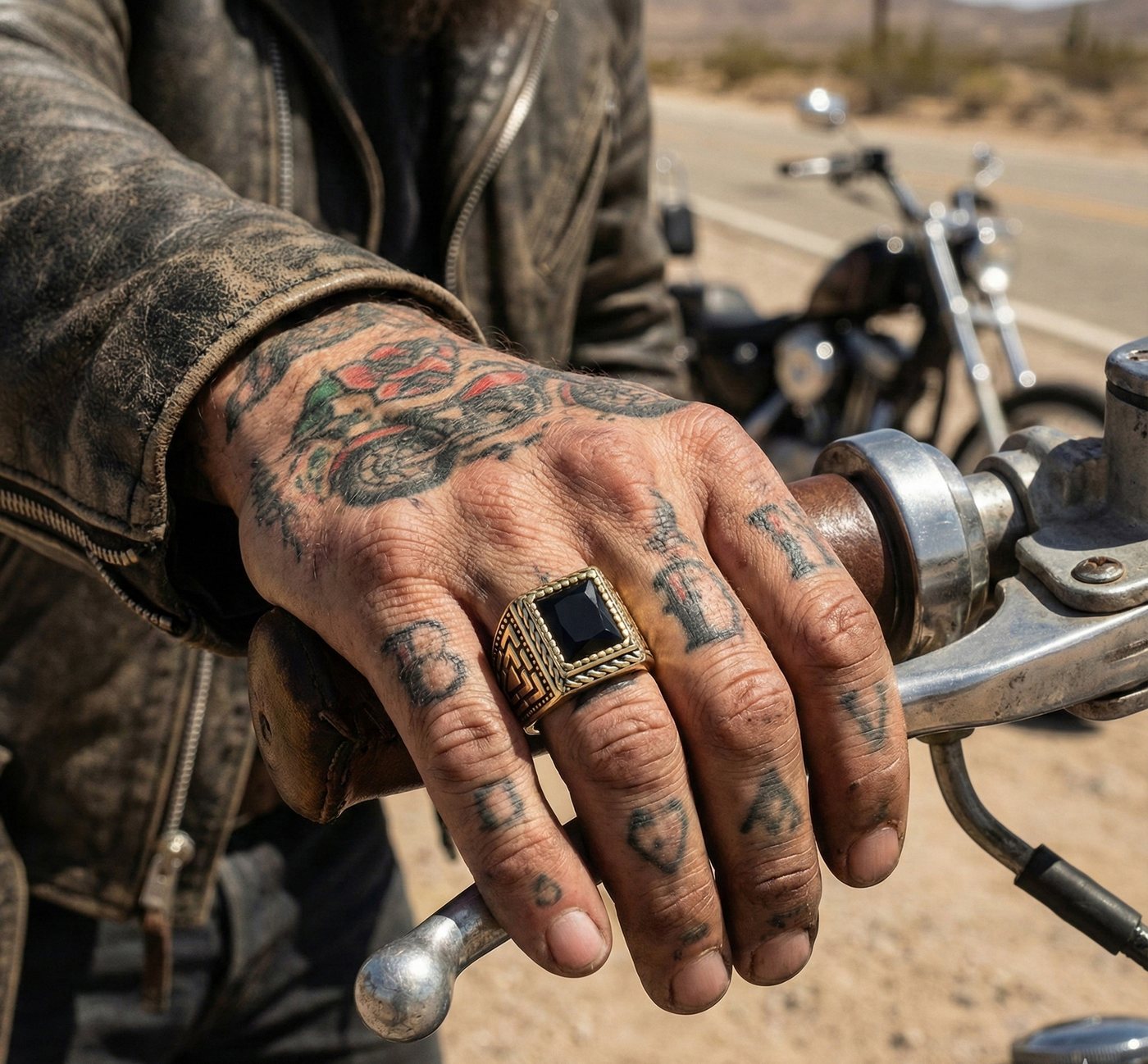 Taffstyle Fingerring Massiver Herren Edelstahl Ring vergoldet XXL schwarzer Kristall (Vergoldeter Statement Ring mit großem Stein für Herren im Rocker Biker Sti – Bild 2 von 3