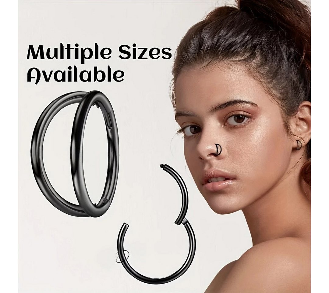 Taffstyle Nasenpiercing 2er Set Septum Piercing Helix Daith Ohr Doppel Ring Scharnier Clicker (Universelles Piercing-Set mit Scharnier Clickverschluss aus Chiru – Bild 2 von 5