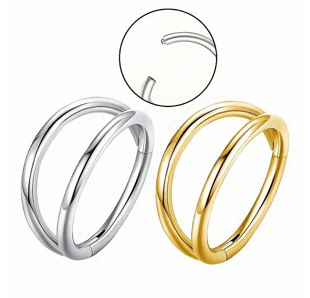 Taffstyle Nasenpiercing 2er Set Septum Piercing Helix Daith Ohr Doppel Ring Scharnier Clicker (Universelles Piercing-Set mit Scharnier Clickverschluss aus Chiru – Bild 3 von 5