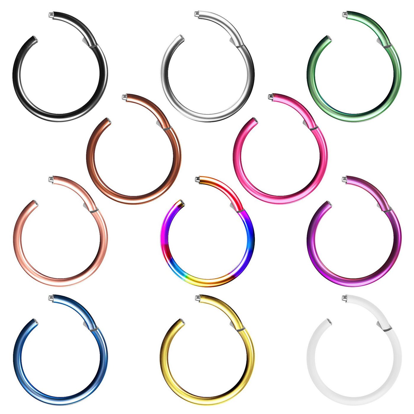 Taffstyle Nasenpiercing Clicker Ohr Universal Piercing Titan G23 oder Chirurgenstahl (Vielseitiger Segmentring aus Titan oder Chirurgenstahl in vielen Farben un – Bild 2 von 2