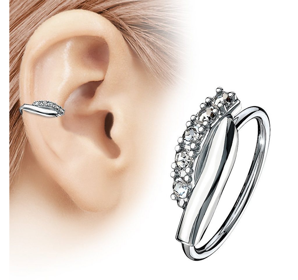Taffstyle Nasenpiercing Helix Tragus Ohr Piercing Biegbar filigraner Ring mit Kristallen, Ring Zirkonia Glitzer Kristallen Septum Nase Lippe Nasenring Knorpel – Bild 3 von 3