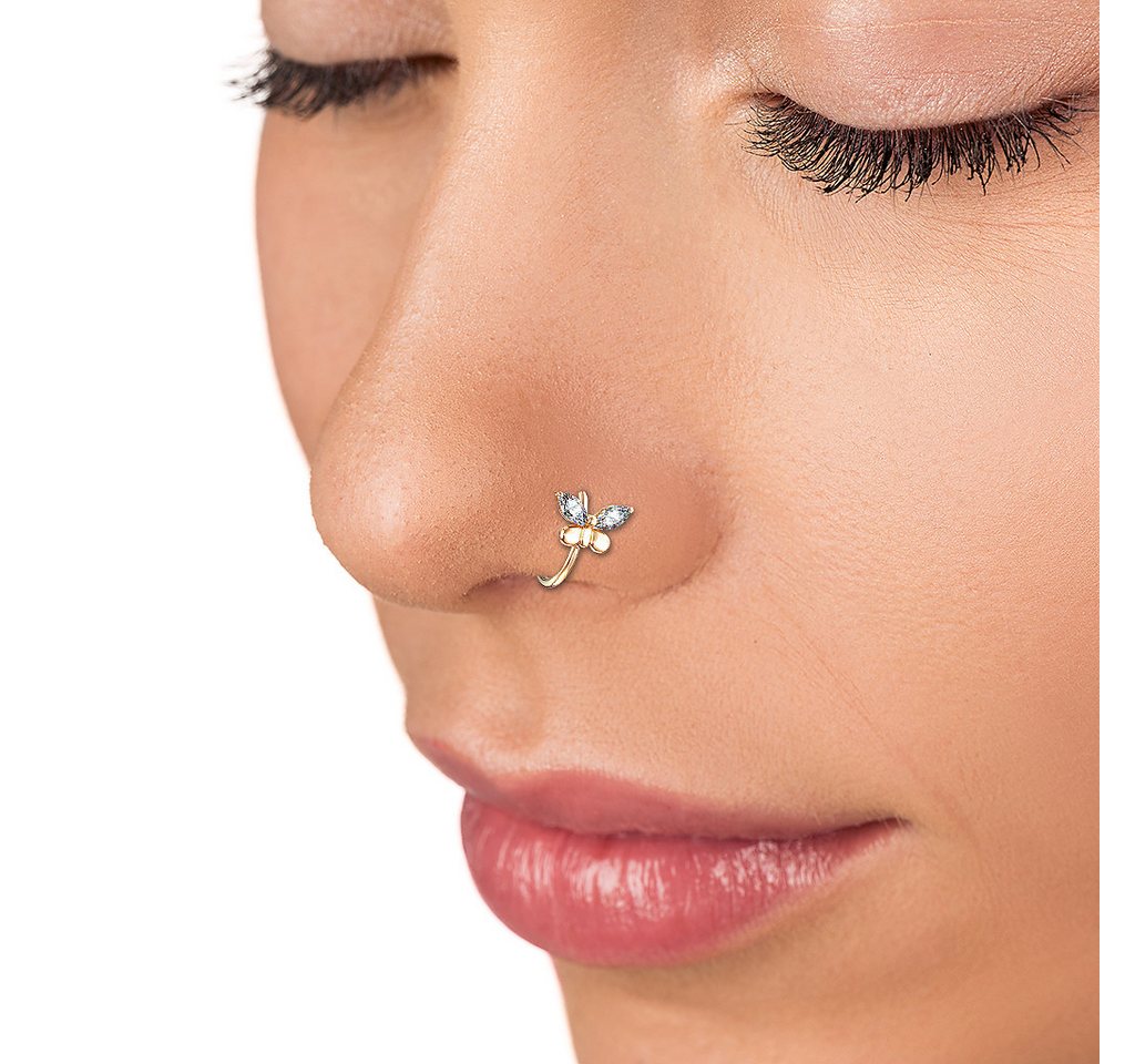 Taffstyle Nasenpiercing Piercing Schmetterling Chirurgenstahl Ohrpiercing Tragus Nasen Ring, Biegbarer Piercing Ring Zirkonia Schmetterling Schmuck Ohr Nase Lip – Bild 2 von 3