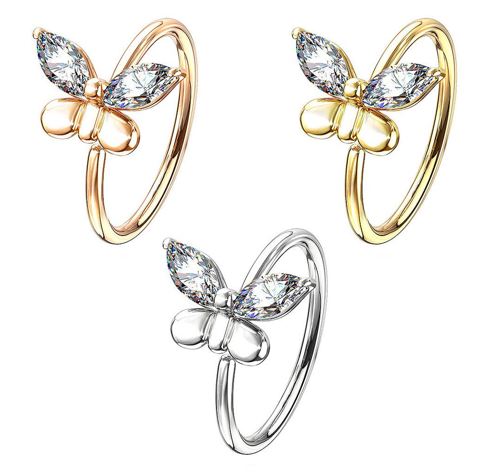 Taffstyle Nasenpiercing Piercing Schmetterling Chirurgenstahl Ohrpiercing Tragus Nasen Ring, Biegbarer Piercing Ring Zirkonia Schmetterling Schmuck Ohr Nase Lip – Bild 3 von 3