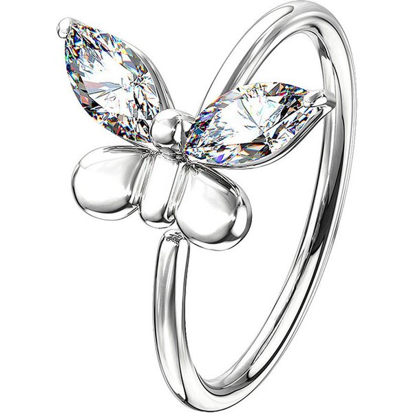 Taffstyle Nasenpiercing Piercing Schmetterling Chirurgenstahl Ohrpiercing Tragus Nasen Ring, Biegbarer Piercing Ring Zirkonia Schmetterling Schmuck Ohr Nase Lip