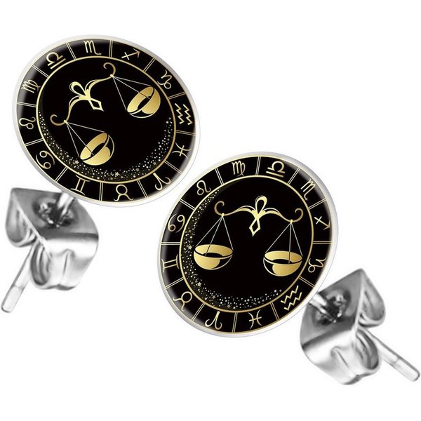 Taffstyle Ohrstecker-Set Ohrringe Sternzeichen Tierkreiszeichen Ohrstecker Motiv Chirurgenstahl (Runde Sternzeichen Ohrstecker für Damen und Herren in 12 Motive