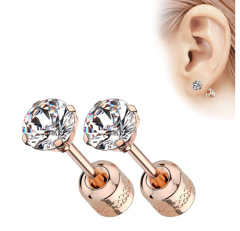 Taffstyle Paar Ohrstecker Gesundheitsstecker Ohrringe Erststecker Chirurgenstahl mit Kristall (Medizinische Ohrringe für empfindliche Ohren mit Zirkonia Kristal – Bild 2 von 4