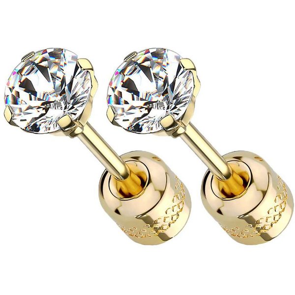 Taffstyle Paar Ohrstecker Gesundheitsstecker Ohrringe Erststecker Chirurgenstahl mit Kristall (Medizinische Ohrringe für empfindliche Ohren mit Zirkonia Kristal