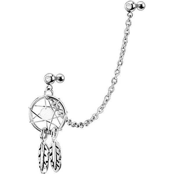 Taffstyle Piercing-Set Helix Tragus Ohrpiercing mit Kette Kristall Traumfänger, Ohr Chirurgenstahl Helix Ohrpiercing Cartilage Stab Barbell Anhänger