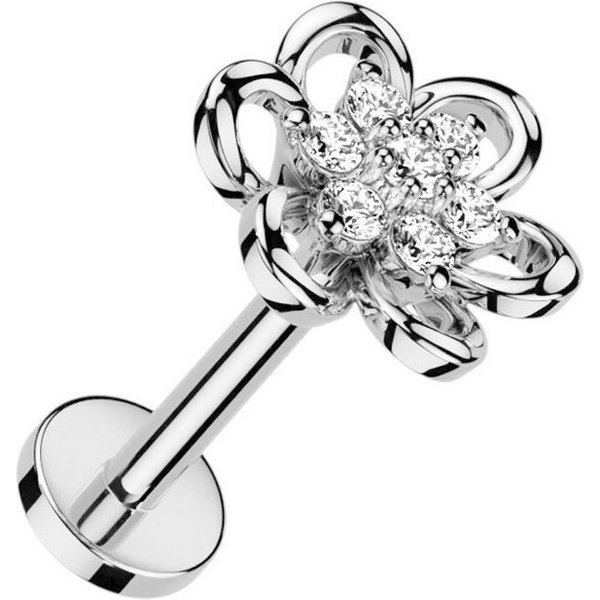 Taffstyle Piercing-Set Heliy Tragus Knorpel Labret Piercing Stecker Kristall Blume Flach (Ohr Tragus Helix Lobe Knorpel Piercing), Piercing Ohr Lippenpiercing L
