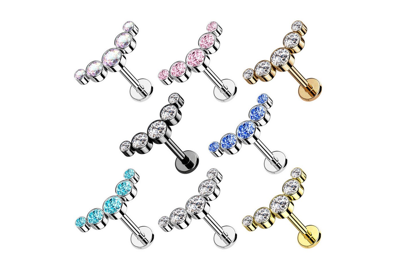 Taffstyle Piercing-Set Ohrpiercing Helix Daith Bogen Kristalle Chirurgenstahl Cartilage (Tragus Helix Rook Lobe Daith Conch Orbital Snug Ohrring Piercing), Stec – Bild 2 von 3