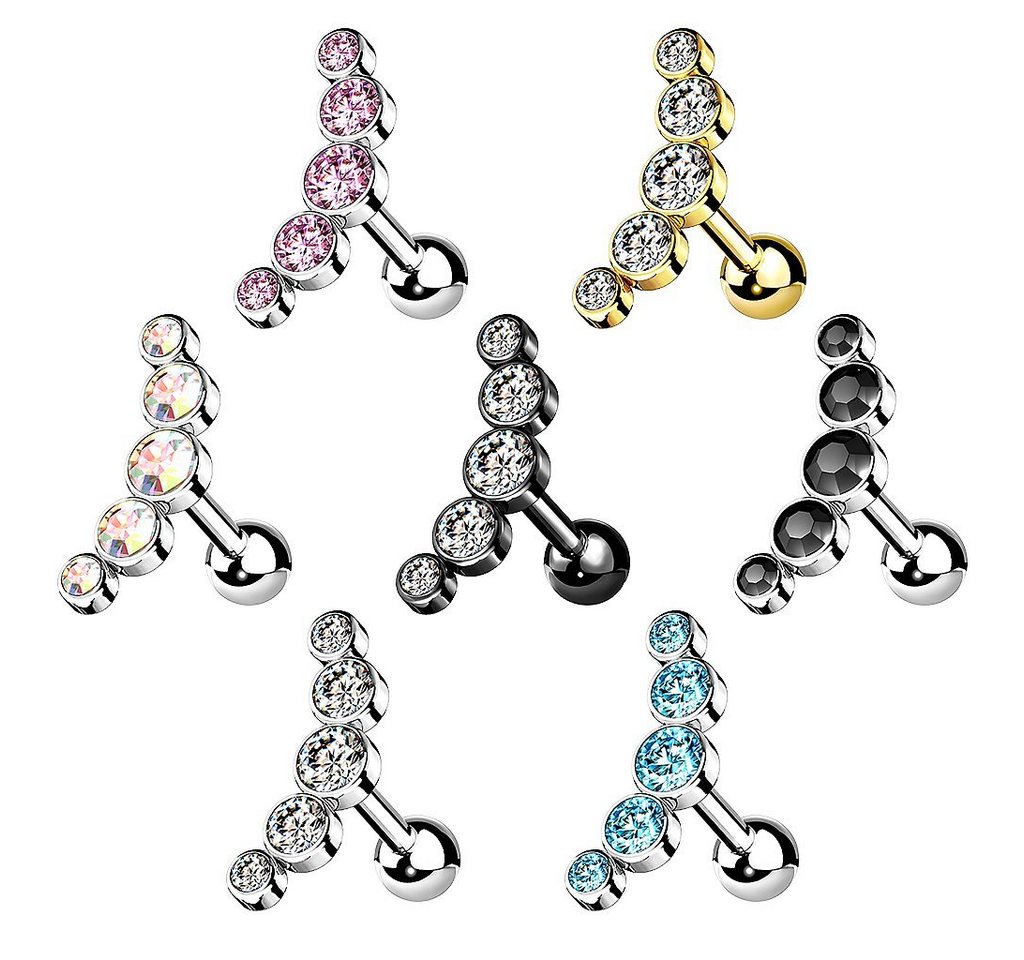 Taffstyle Piercing-Set Ohrpiercing Helix Knorpel Tragus Piercing Schmuck Kristall Bogen (Piercing Stecker Cartilage Piercing Barbell Chirurgelstahl) – Bild 2 von 3