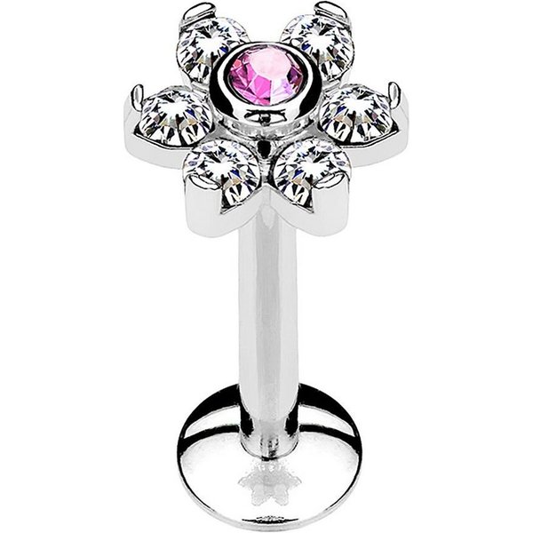 Taffstyle Piercing-Set Piercing Stab Stecker Blüte mit Strass Kristall, Lippe Ohr Nase Lippenpiercing Tragus Ohrpiercing Helix Zungen Labret