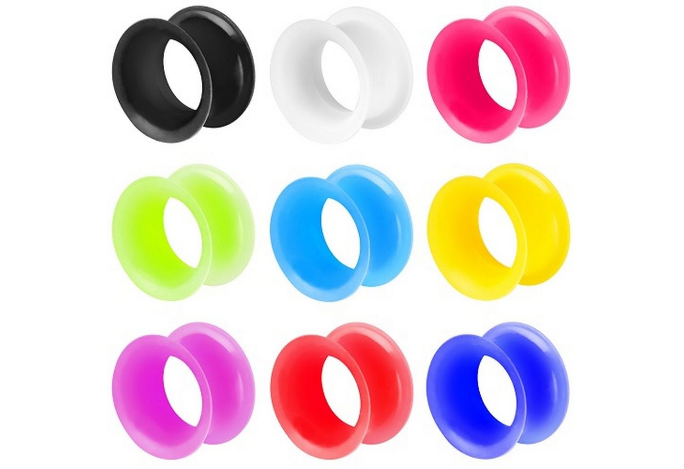 Taffstyle Plug Piercing Hoher dünner Rand Flexibel Weich Farbig, Flesh Tunnel Ohr Plug Silikon Flexibel Weich Rund Creole Farbig Bunt – Bild 2 von 2
